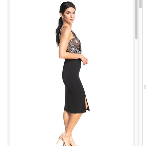 ANTHRO brand DRESS THE POPULATION Giului Sequin Bodice Crepe Sheath DRESS - XS - Picture 3 of 12